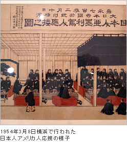 1954年3月8日横浜で行われた 日本人アメリカ人応接の様子