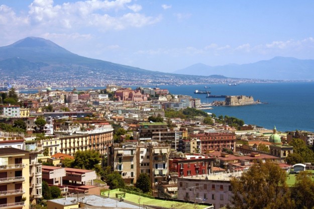 Italy, Naples, Bay of Naples, Mount Vesuvius on horizon
