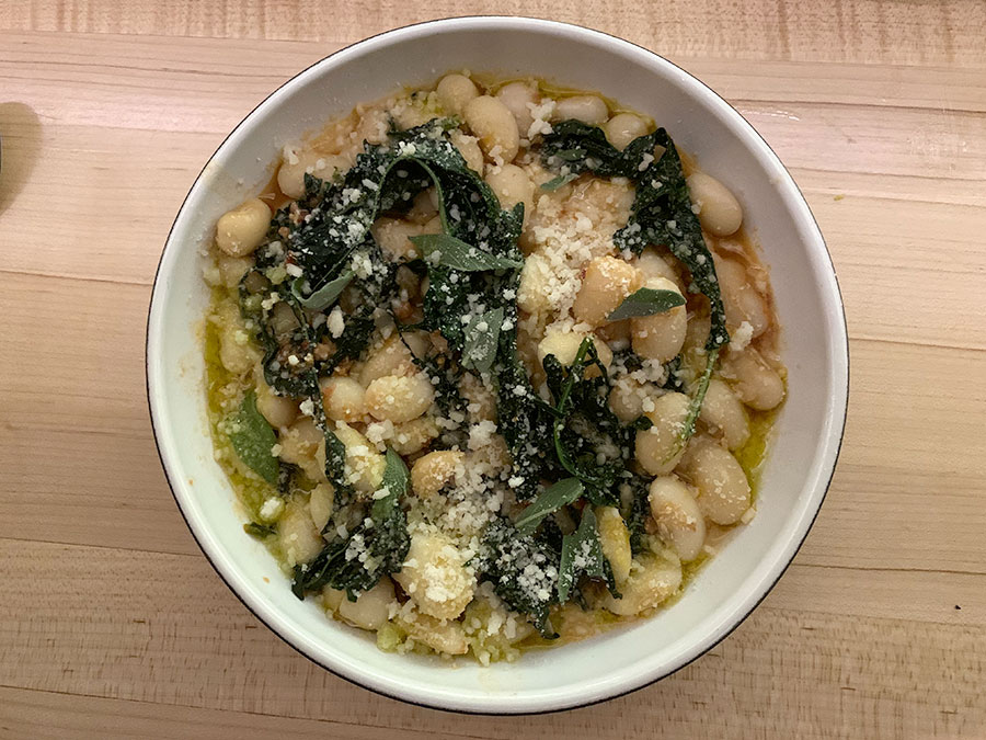 Braised butter beans, tuscan kale, bacon, parmigiano